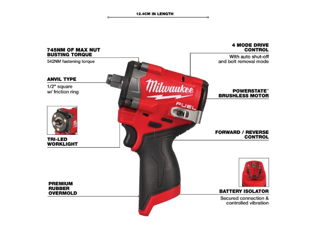 M12 FIW2F12鋰電無碳刷衝擊扳手